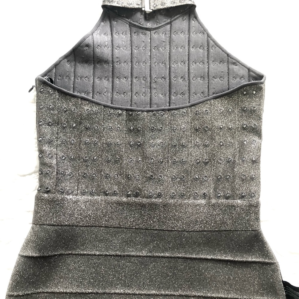 Herve Leger Silver Midi Dress - Picture 6 of 12